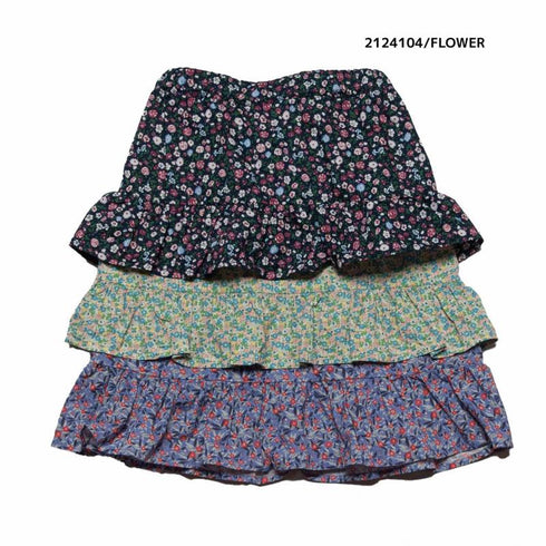 【130~150】 ストライプ/花柄ティアードスカート ★2124104j★キッズサイズ 子供服